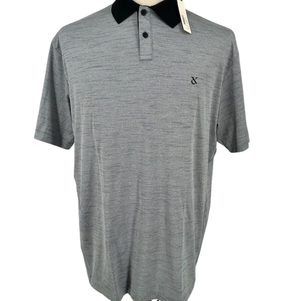 NEW Devereux Men's Gray Spacedye Polo‎ Shirt L Golf Performance Short Sleeve